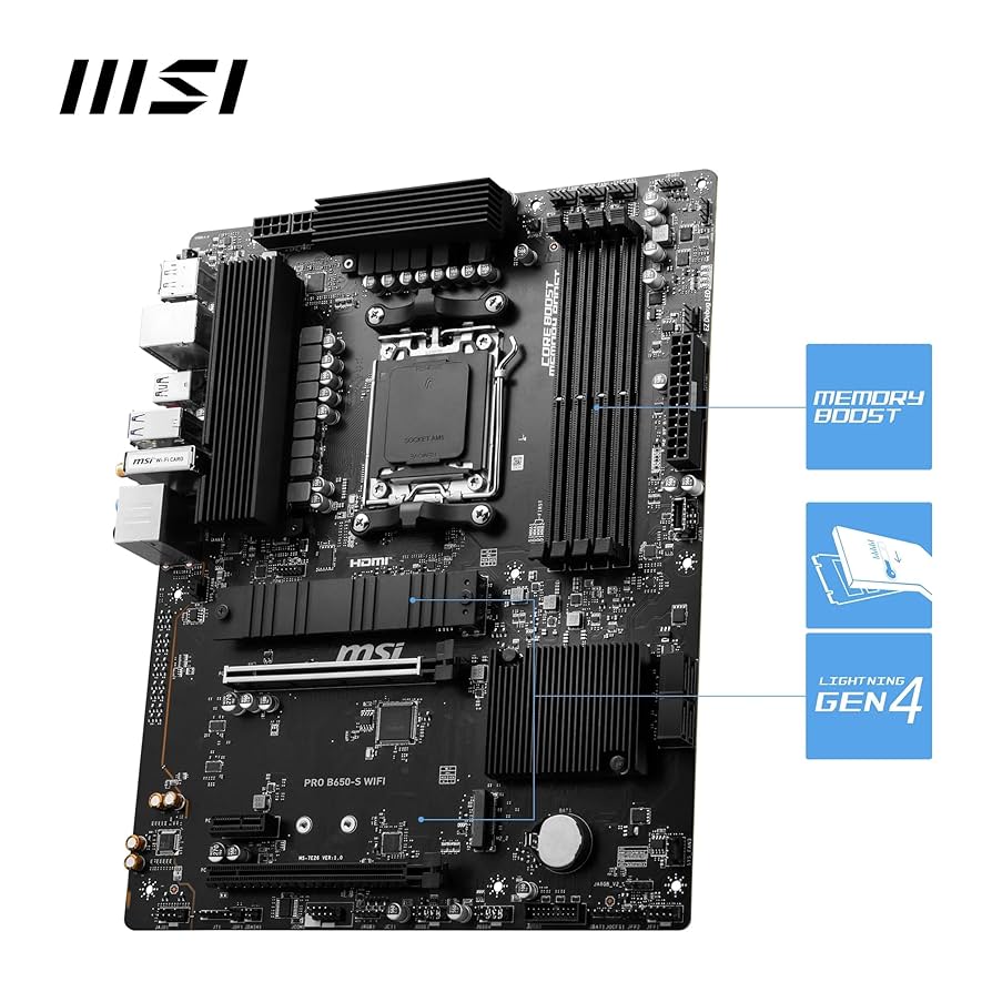 MSI PRO B650-S WiFi Motherboard, ATX - Supports AMD Ryzen